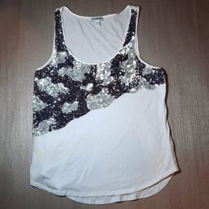 Express Sequin White Tank size small